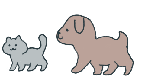 Animation of cat and dog walking for loading screen